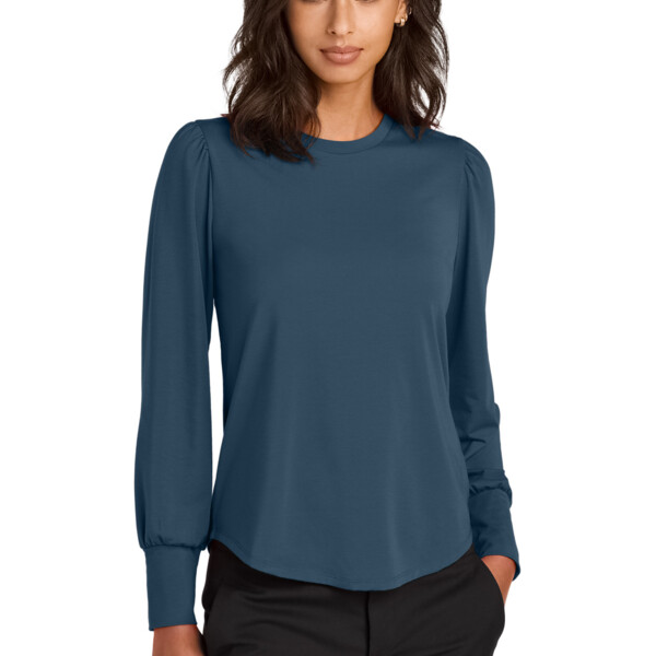 Women's Stretch Jersey Long Sleeve Blouson Top Thumbnail