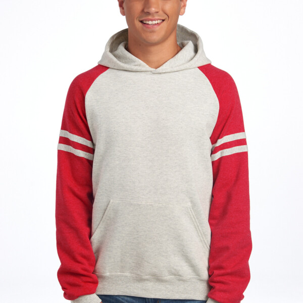 Unisex NuBlend ® Varsity Colorblock Hooded Sweatshirt Thumbnail