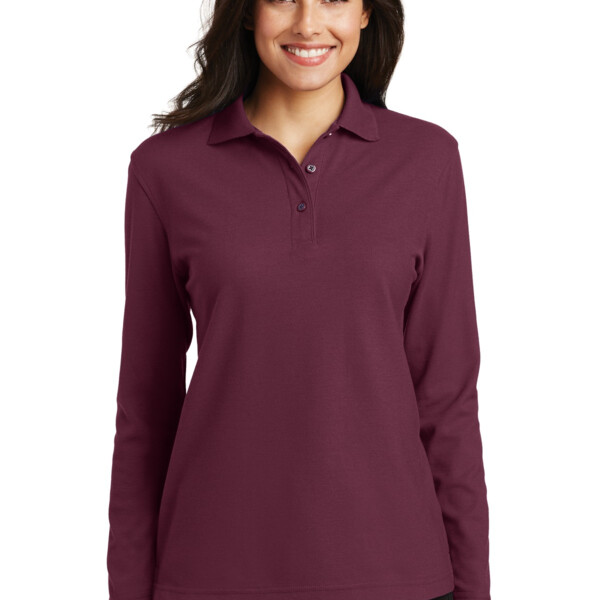 YC Dept Ladies Silk Touch™ Long Sleeve Polo Thumbnail